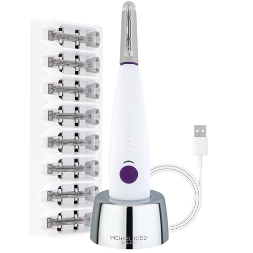Michael Todd Beauty - Sonicsmooth ? SONIC Technology Dermaplaning Tool - 2 in 1 Women¡¯s Facial Exfoliation & Peach Fuzz Hair Removal System with 8 Weeks of Dermaplaning Blades