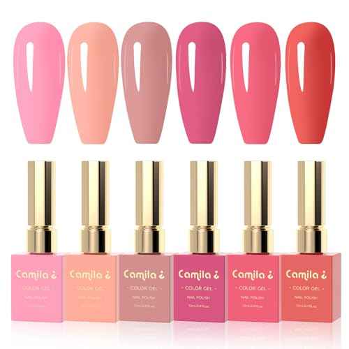 CAMILA ¢¯ Pink Gel Nail Polish Set 6pcs UV/LED Soak-Off Gel Polish (12ml) - Long-Lasting Nail Art Kit (Pink)