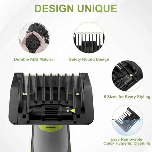 6-in-1 Adjustable Guards for Hybrid Electric Trimmer QP2520 QP2530 QP2630 QP2620 QP2510 QP2521 QP2522 QP2531 QP6510, Guide Comb O Blade 6 Length Settings Optional From 1-6mm with Cleaning Brush