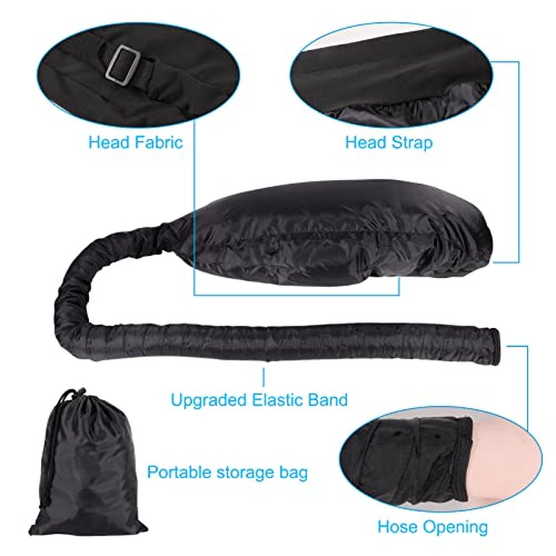Upgraded Large Hooded Hair Dryer Bonnet Cap with Long Tube for Fast Drying, Fits All Head Sizes and Hair Styling