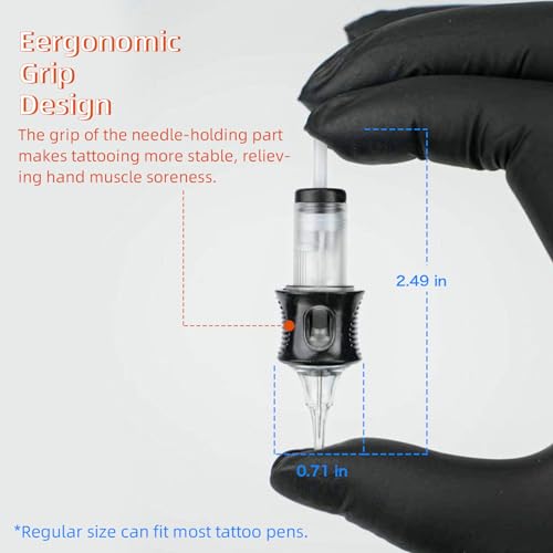 FROTTAGE 16PCS Extreme Tattoo Cartridge Needles 5CM Curved Magnum Standard, Dragoart Professional Tattoo Needles Cartridge Tattoo Supplies for Tattoo Machine Tattoo Pen (1205CM)