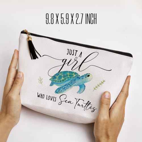 Turtle Sea Turtle Gifts for Women Makeup Bag, Sea Turtles Lovers Cosmetic Bags Funny Birthday Gifts for Loves Turtles Women Waterproof PU Leather Beach Bag Travel Toiletry
