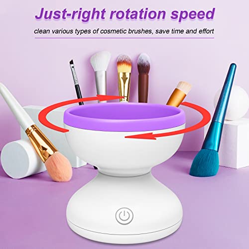 Purple Electric Makeup Brush Cleaner Machine, Windspeed Silicone Brush Cleaner Machine Beauty Blender Cleanser For Beauty Makeup Brushes, Christmas Halloween Gifts for Your Girls