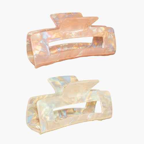 Large Claw Clips 4.1 IN Tortoise Acrylic Stylish Hair Accessories for Thick and Thin Hair 2pc Set Cute Clips for Women Teen Girls (Coral+light yellow)