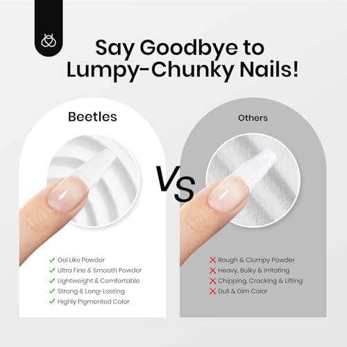 Beetles Dip Powder Clear Color, Transparent Nail Dipping Powder Crystal Clear French Nail Art Basic Starter No Nail Lamp Needed Manicure Salon DIY at Home for Women