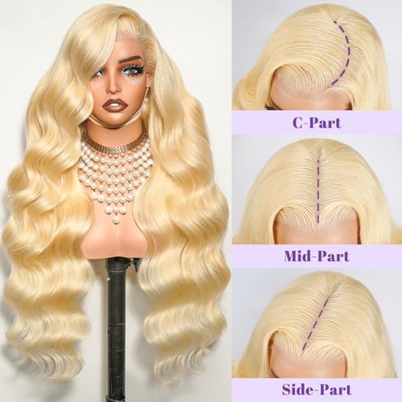 613 13x6 Lace Front Wig Human Hair 200 Density 24 Inch Body Wave 613 Blonde Wig Human Hair 13x6 200 Density HD Lace Front Wigs Human Hair Blonde Pre Plucked for Women