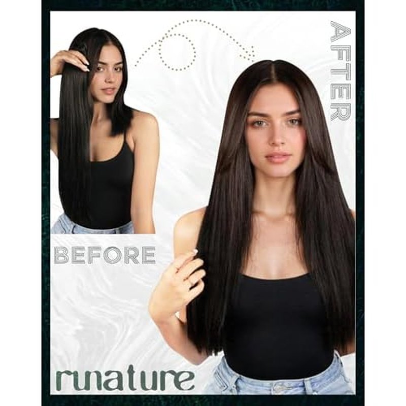 RUNATURE 26 Inch Tape in Hair Extensions Real Human Hair Black Tape in Extensions Human Hair Long Tape ins Black Hair Extensions Straight Remy Hair for Women Double Sided Hair Extension 50g 20pcs