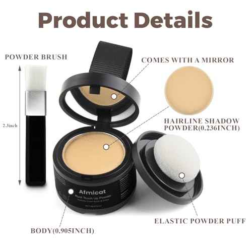 Instant Hairline Powder, Root Touch Up Hair Color for Gray Coverage and Thinning Hair, Root Cover Up Conceals Hair Loss & Bald Spots, Natural and Non-Greasy Hair Color for Women & Men, Light-Blonde