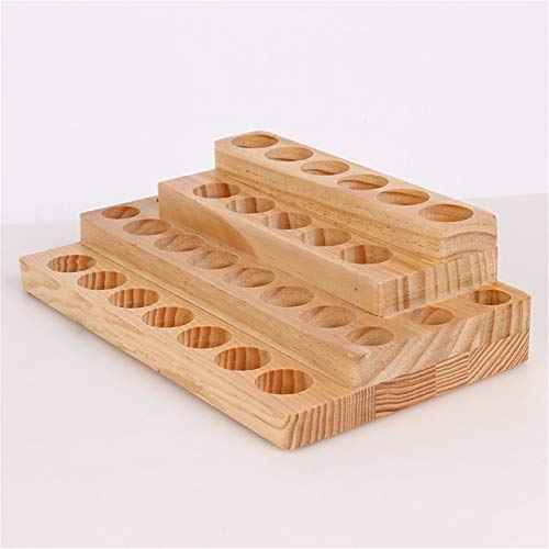 VolksRose 4-Tier Essential Oils Storage Rack, Wooden Essential Oils Nail Polish Display Holder Shelf, Cosmetic Perfume Essential Oil Organizer Stand - 30 Slots for (5ml 10ml 15ml 20ml) Bottles