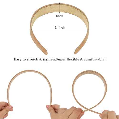 Wecoe 10pcs Suede Like Wide Headbands - Non Slip Fashion DIY Costume Hair Accessories for Women & Girls - Neutral, White, Grey, Yellow, Blue, Brown