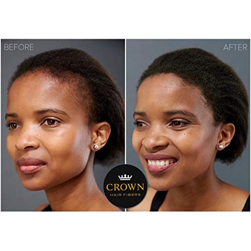 CROWN Hair Building Fibers (28g) - Instantly Cover Fine & Thinning Hair for a Thicker, Fuller Look - A Natural Keratin Concealer - 13 Shades for Men & Women - Black