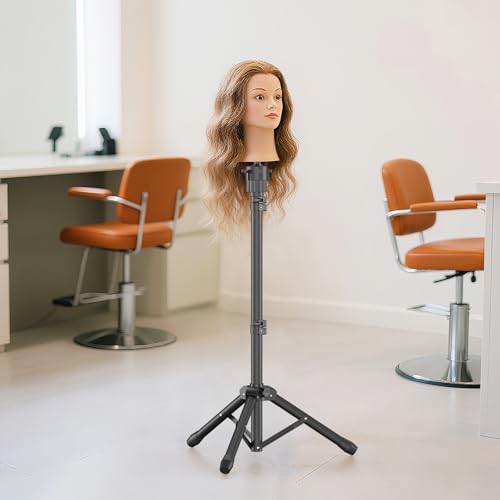 Wig Stand Tripod, 50 Inch Adjustable Mannequin Head Stand, Wig Head Stand for Cosmetology, Hairdressing Training - Includes T-Pins, Comb, Hair Clips & Carrying Bag (Head Not Included)