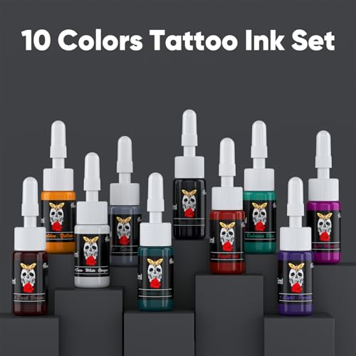 Wireless Tattoo Gun Kit - Professional Rotary Tattoo Machine with 1,600 mAh Power Supply, Complete Tattoo Pen Set with 10Pcs Cartridge Needles for Beginners Tattoo Supplies (Black, 76Pcs)