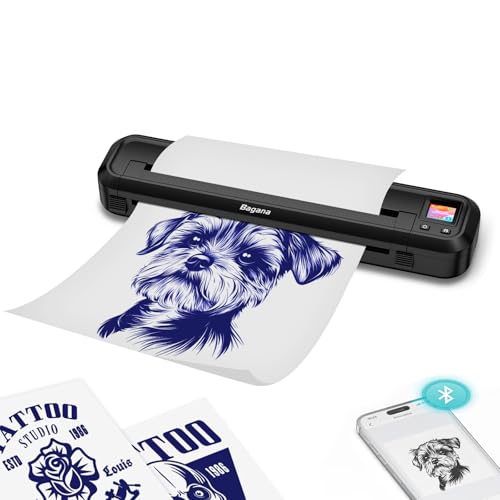 Bagana Thermal Tattoo Stencil Printer, M500 Wireless Bluetooth Tattoo Printer Machine with 10pcs Transfer Paper, Portable Stencil Machine Kit for Tattooing Compatible with Phones, Tablets & PC