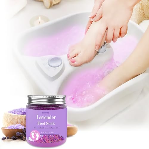 Lavender Foot Soak with Epsom Salt and Sea Salt. Organic Natural Handmade Spa Pedicure Care For Foot Callus, Dry Cracked, Tired Feet, Stubborn Foot Odor Scent.(1.1 Lbs£©