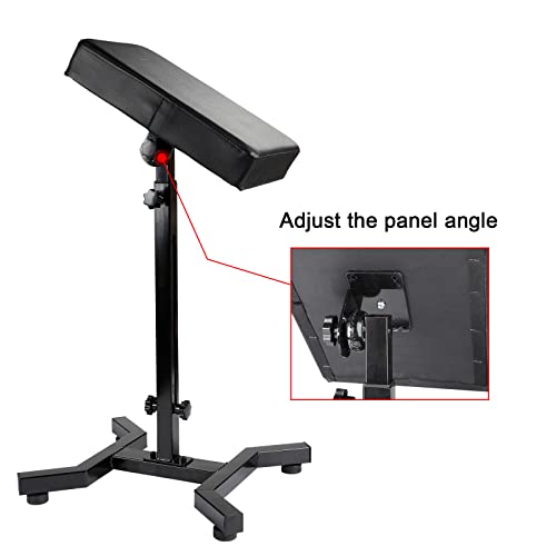 Solong Tattoo Armrest and Legrest with Thicken Tattoo Pad 180¡Æ Rotation Adjustable Height Tattoo Armrest Stand Studio Chair Frame Non-Slip Base Square Black Leather TA221