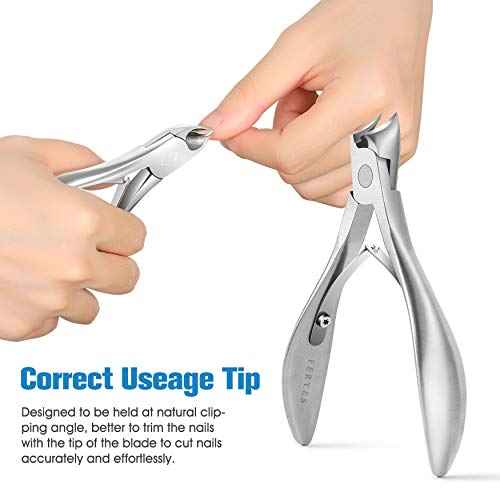 FERYES Toenail Clippers for Ingrown,Thick Toenails, 4R13 Stainless Steel Large Handle Fingernail Clipper,Nail Clipper - Silver