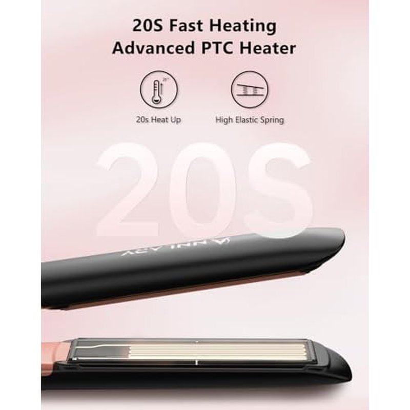 Hair Straightener 1 Inch Flat Iron and Curler 2 in 1 Titanium Ceramic Ionic Dual Voltage Straightener with Heat-Resistant Silicone, for Less Frizz, Shinier & Smoother