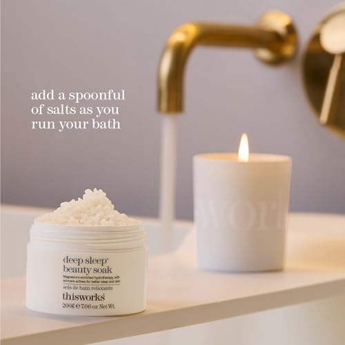 This Works Deep Sleep Beauty Bath Soak 200g - Luxury Bath Salts with Muscle Soothing Minerals Magnesium and Zinc, with Vitamin E for Brighter Skin