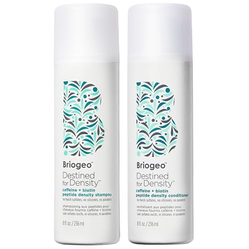 Briogeo Destined For Density Caffeine + Biotin Peptide Density Shampoo and Conditioner Set, Increases Hair Thickness and Volume for Fine or Thinning Hair, Vegan, Cruelty-Free, 2 x 8 fl oz