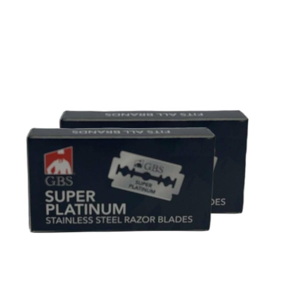 G.B.S Double Edge Safety Razor - Short Rubber Handle with Leather Travel Case | 20 Blades Included