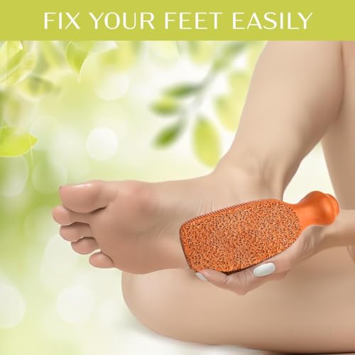 Pumice Stone for Feet - 2-Sided Terra Cotta Foot Scrubber, Professional Exfoliating Clay Stone for Feet Hands Body Care - Pumice Stone for Feet Callus Remover, Brown