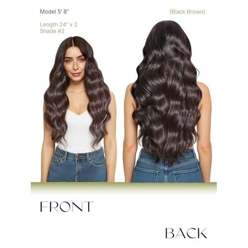 Frodio Clip Ins Hair Extensions Dark Brown Remy Real Human Hair Pu Seamless Silk Long Straight Invisible Full Thick Virgin Brazilian Beauty For Women Can Be Body Wave 100g 7 Piece