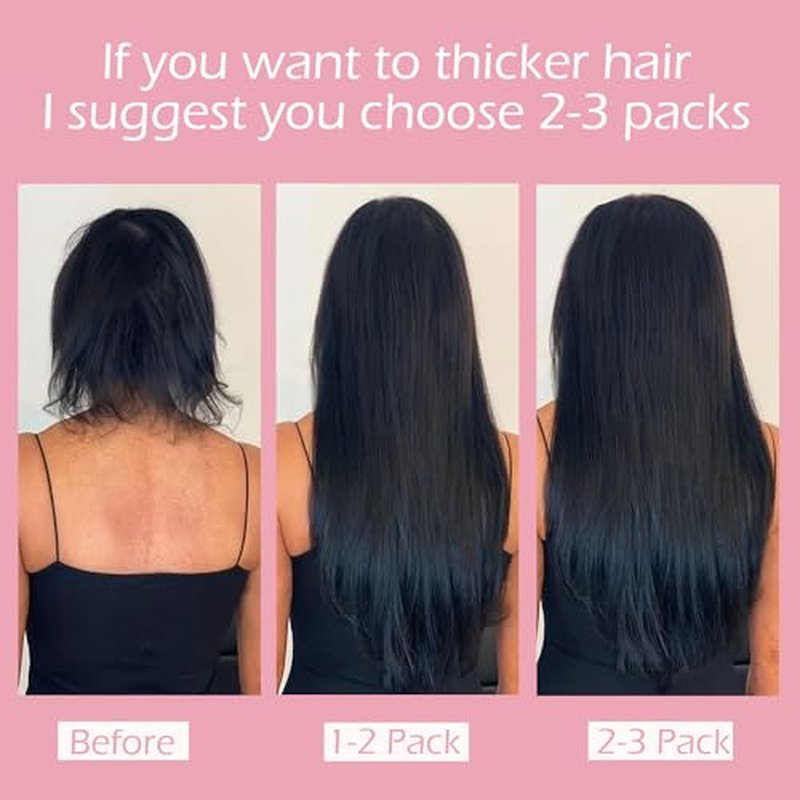 Clip in Hair Extensions for Black Women Seamless Clip in Hair Extensions 100% Unprocessed Full Head Brazilian Virgin Straight Human Hair Natural Black Color,10/Pcs with 24Clips,150 Gram (22inch)