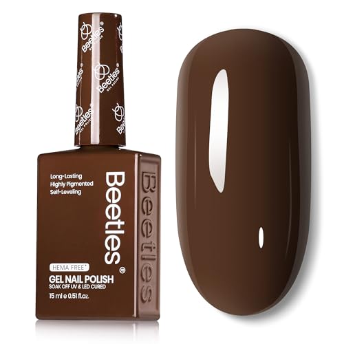 Beetles Dark Brown Gel Polish Fall Winter, 1 PC 15ML Hame Free Mocha Coffee Brown Color Polish Nail Gel Autumn Colorful Bottle Coffee o'Clock Soak Off UV Nail Art Manicure Gift for Women