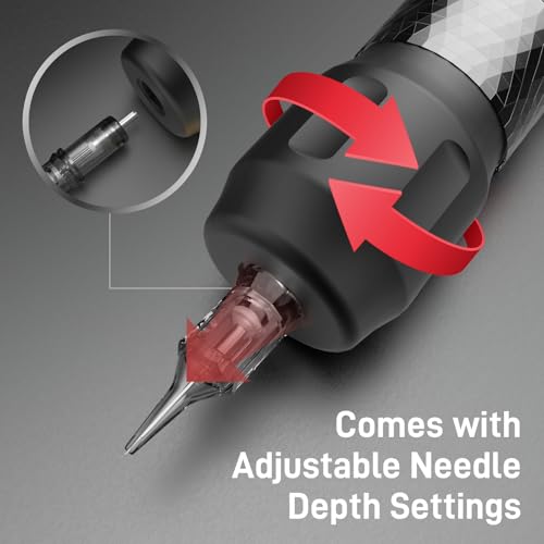 YILONG Wireless Tattoo Machine Gun, F6 Rotary Tattoo Pen with 2 Replaceable 2000mAh Batteries, OLED Display, Tattoo Equipment for Tattoo Cartridge Needles, Professionals, and Tattoo Artists (Gray)