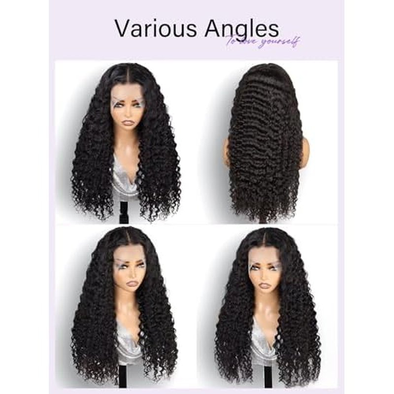22 Inch 13x6 Deep Wave Lace Front Wigs Human Hair Wig for Women 12A 200% Density HD Lace Front Wigs Human Hair Pre Plucked with Baby Hair Natural Black