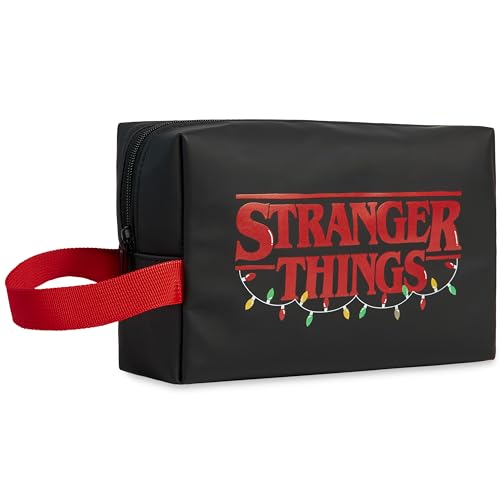 Stranger Things Wash Bag for Women Men Teenagers Makeup Bag Travel Toiletry Bag Gym Holiday Grooming - Gifts for Her (Black/Red)