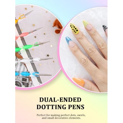 Nail Art Tools Set, Nail Stand for Press on Holder for Painting Nails, Nail Art Brushes, Liner Brushes, Nail Dotting Tool, Must Haves Design Tools for Nail Tech & Beginners Nail Art Supplies Kit
