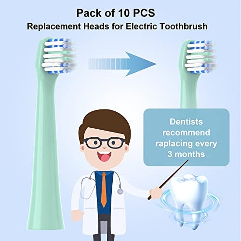 Replacement Toothbrush Heads 10 Pack Compatible with Colgate Hum Connected Smart Battery Electric Toothbrush Head,5 Blue+5 Green