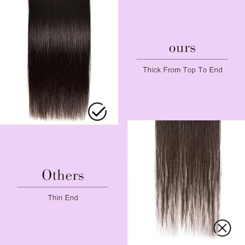 12A Human Hair Bundles Straight 4 Bundles 100% Unprocessed Brazilian Virgin Hair Double Weft Bundles Deals Human Hair Straight Human Hair Extensions Natural Color (4 Bundles, 24242424)
