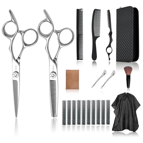 YASAKA 6 Inch Professional Hair Thinning and Cutting Shears Kit,Barber Shears,Cobalt Stainless Scissors,Sharp Razor Edge Barber Hair Scissors, Ergonomic Grip Design for Hair Salon or Home Use