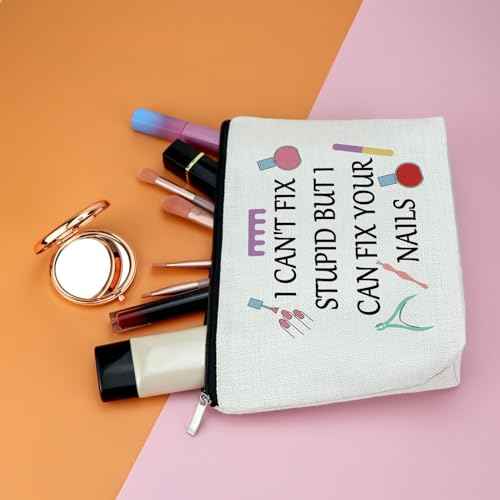 Nail Technician Gift Nail Artist Appreciation Gift for Women Makeup Bag Manicurist Gifts Graduation Gifts Cosmetic Bag Nails Lovers Present Christmas Birthday Present for Her Zipper Travel Pouch