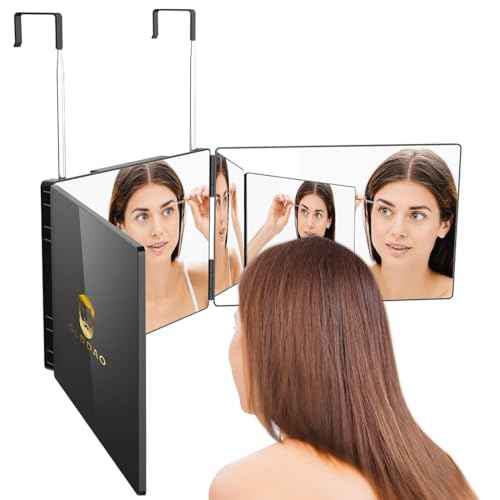 360 Mirror for Haircuts for Men for Women for Braiding Hair Trifold 3 Way Mirror to See Back of Head Barber Haircut Tool Three Way for Hair Cutting Self Cut