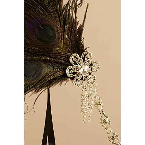 BABEYOND 1920s Flapper Feather Headband Roaring 20s Showgirl Great Gatsby Headpiece