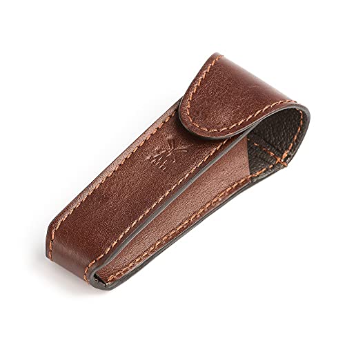 M?HLE Brown Leather Safety Razor Travel Pouch