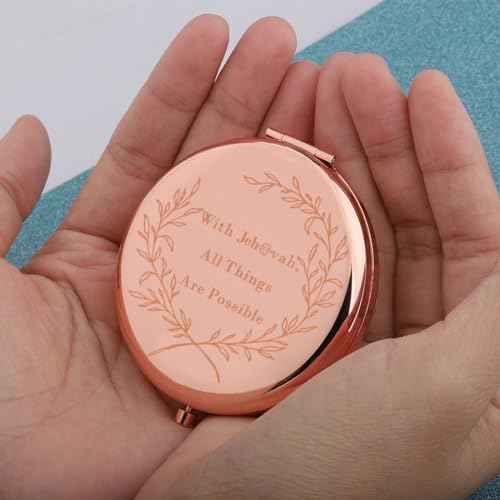 MAOFAED Bible Verse Gift, Bible Quote, Compact Mirror for Women, Christian Gift, Travel Mirror, Pocket Mirror