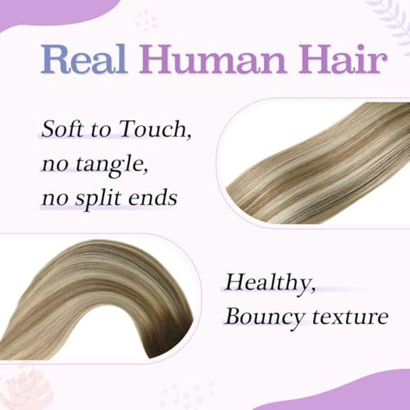 Sindra Clip in Hair Extensions Real Human Hair 18Inch Balayage Dark Brown Ombre Light Brown Blonde Hair Extensions Real Human Hair Clip ins Remy Straight For Woman 120G 6Pcs(clip#3/8/22 18inch)