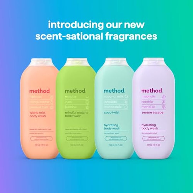 Method Body Wash, Island Mist, Hibiscus + Mango Nectar + Passion Fruit notes, 18oz