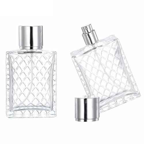 2Pcs 100ml 3.4 oz Refillable Spray Perfume Bottles large cosmetic Fine Mist Atomizer Empty Portable Clear Glass Essential Oil Container for Travel