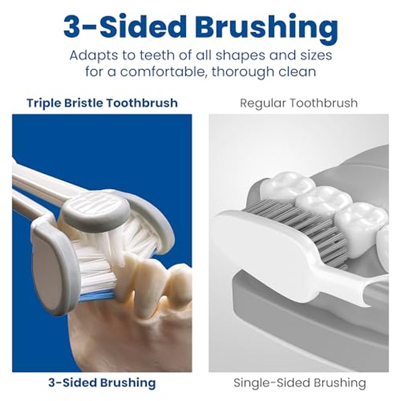 Triple Bristle Kids Sonic Toothbrush | 2 Pack | 3-Sided Brushing to Clean Teeth and Gums | Dentist Created & Approved | Fun Sticker Rewards | Rechargeable Toothbrush