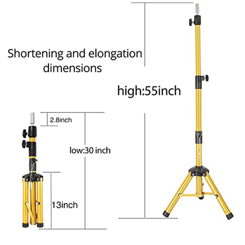 AliLeader Heavy Duty Wig Stand Tripod - 55 Inch Aluminum Adjustable Wig Stand with Rotatable Metal Head for Hairdressing & Exhibitions