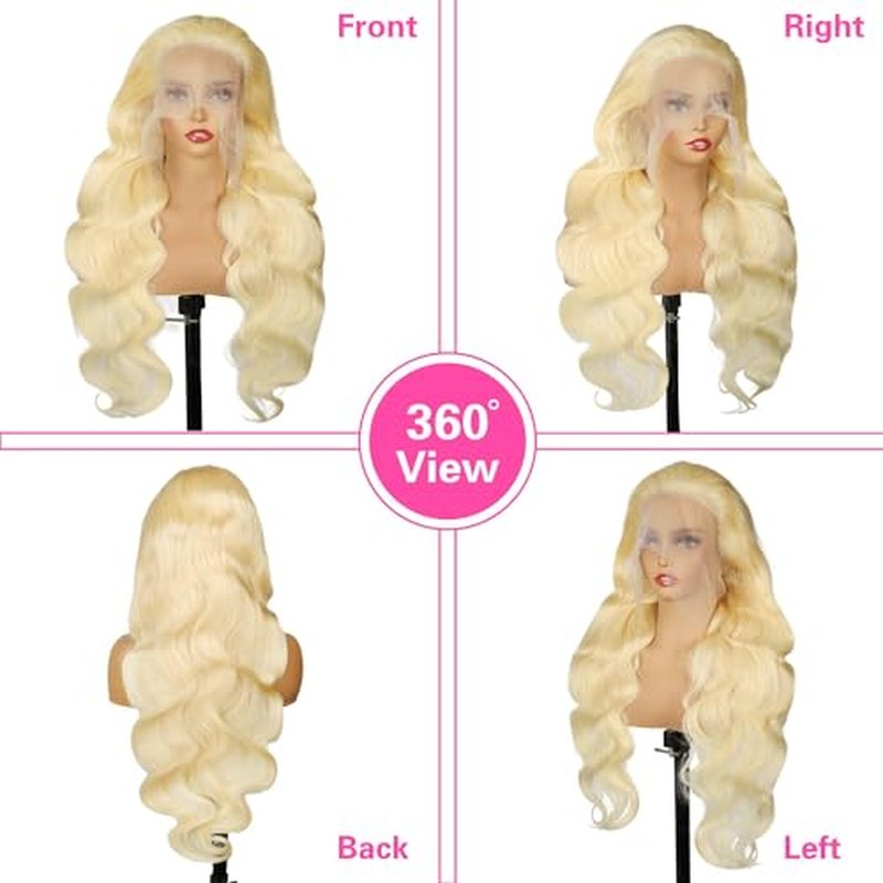 26 Inch 613 Lace Front Wigs Human Hair 200 Density 13x6 HD Transparent Lace Full & Thick Body Wave 613 Blonde Wig Glueless Pre Plucked with Baby Hair