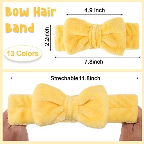 Tigeen 52 Pieces Spa Headband for Washing Face Bulk Soft Coral Fleece Skincare Headband, Bow Makeup Cosmetic Hairband Fluffy Shower Spa Essentials for Girls Women Slumber Supplies(Vivid,Solid Series)