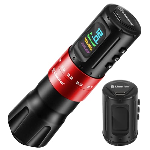 Tattoo Gun KT2 Adjustable Stroke Wireless Tattoo Pen Machine Kit,Coreless Motor,Strokes from 2.7~4.5mm,2 Pcs Replacement 1800mAh Power Battery Pack,Smart Multi-function (KT2-R2B)