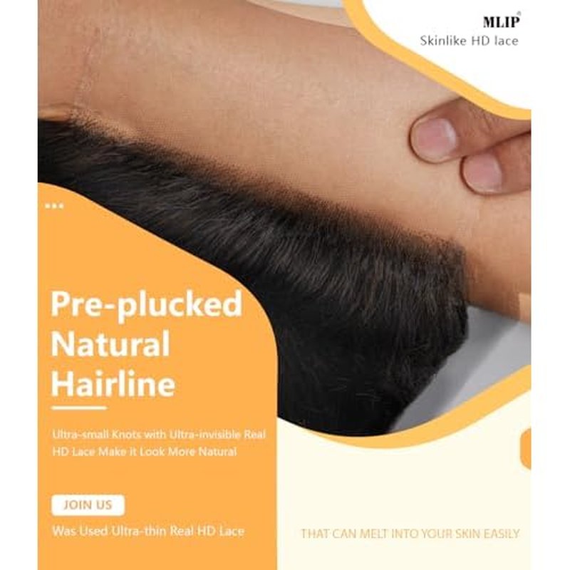 Mlip 5x5 HD Lace Closure Body Wave, 0.10mm Ultra Thin Invisible Swiss Lace, Skinlike Real HD Lace Melt into Skin Perfectly, Pre-plucked Natural Hairline, Raw Indian Human Hair 16 Inch Highlight Color